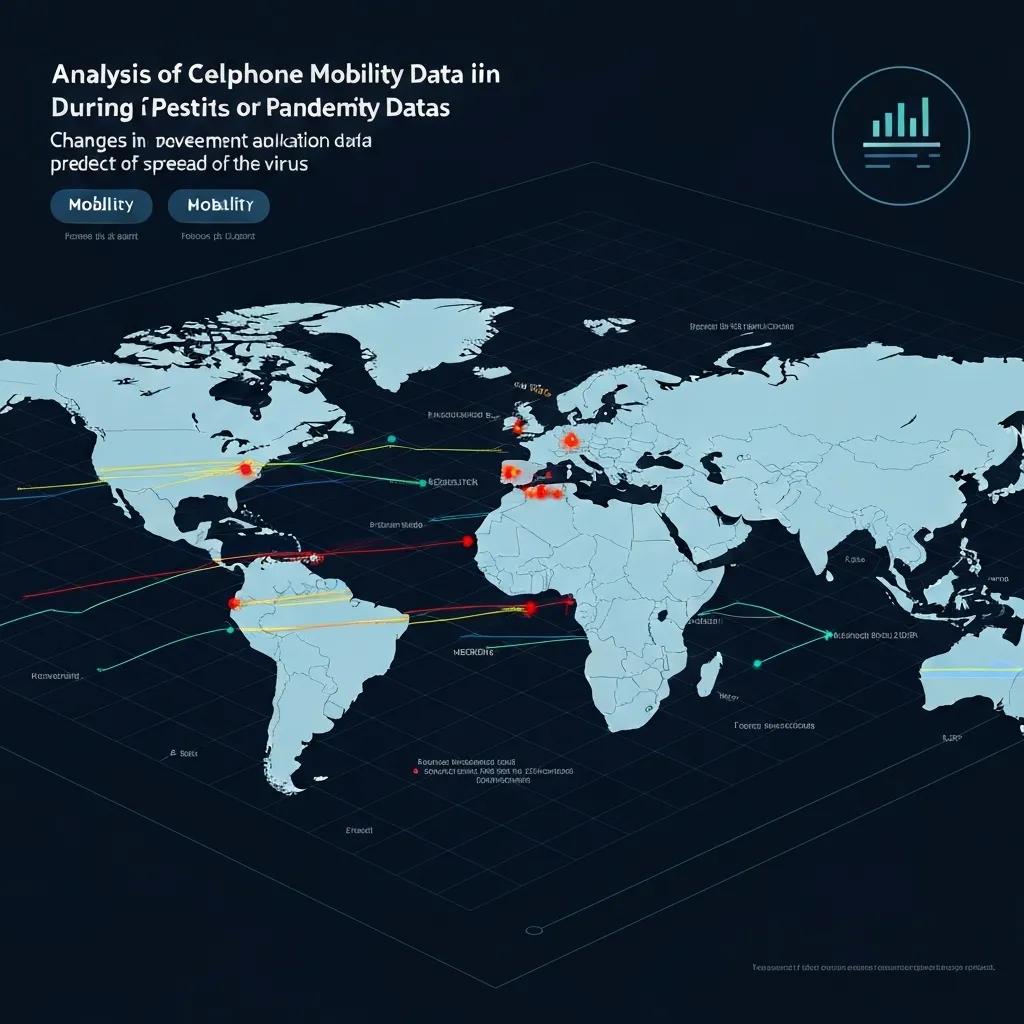 Digital map illustrating mobility data analysis for pandemic prediction