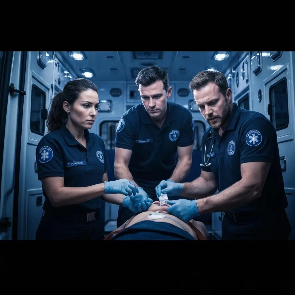 Paramedic using SynthoPlate and freeze-dried plasma in trauma care