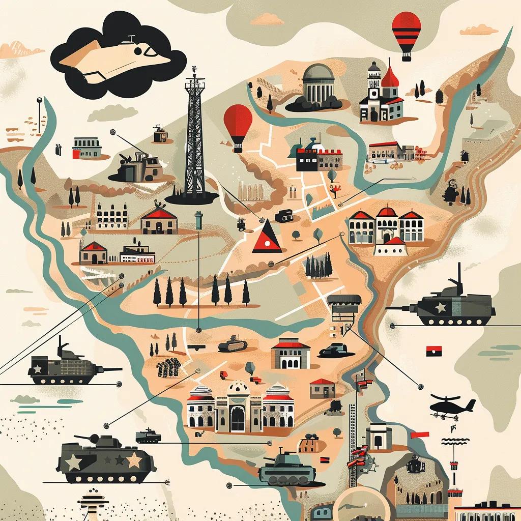 Illustration of Gaza map highlighting military strategy and governance elements