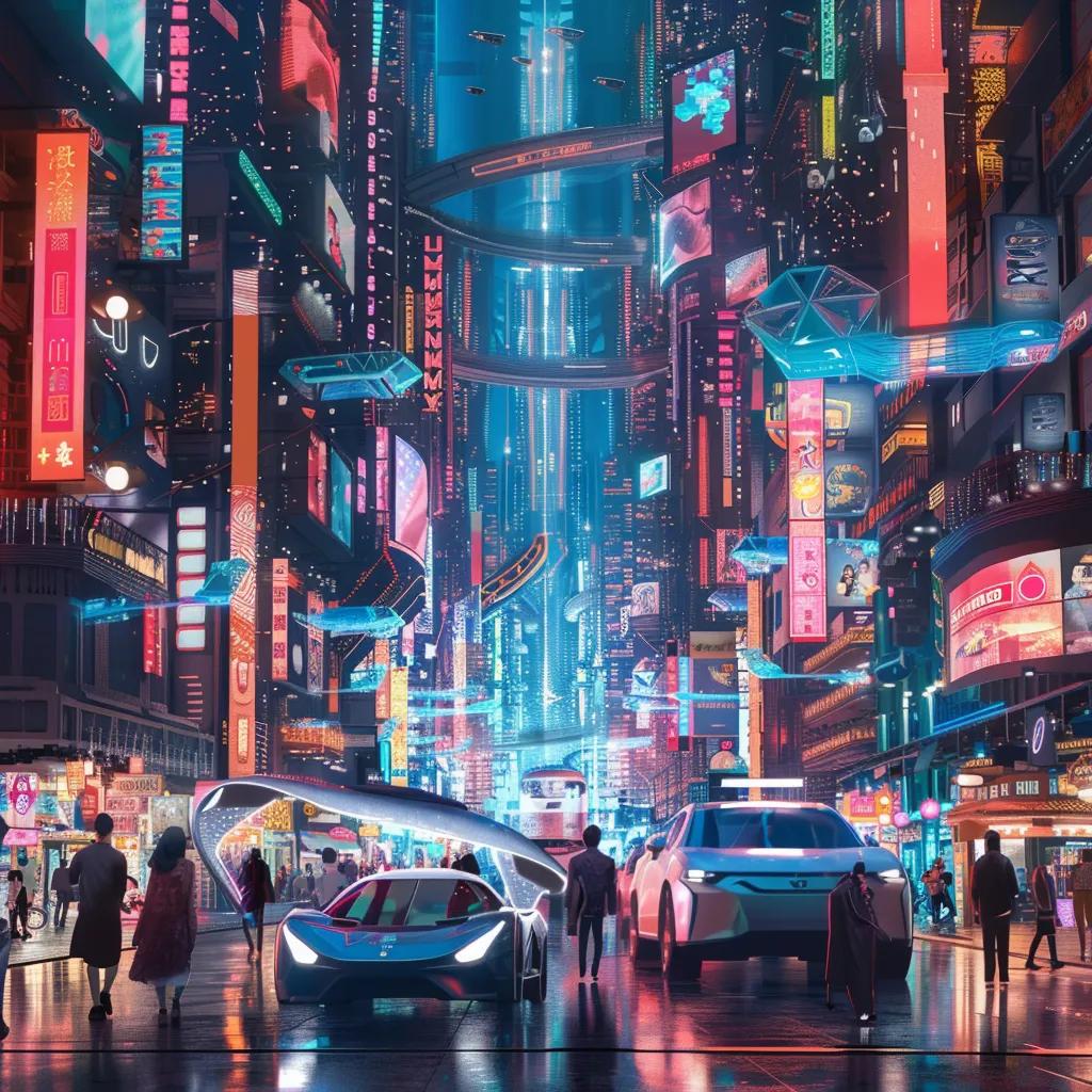 Futuristic cityscape illustrating advanced AI technology and human collaboration