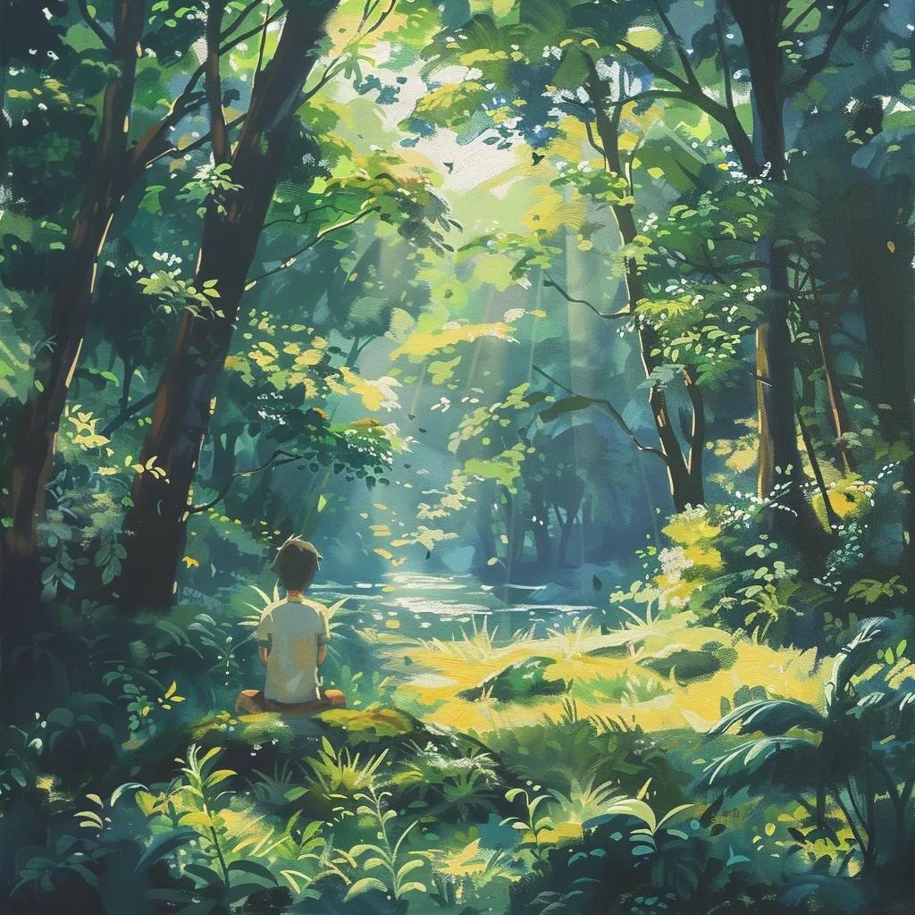 Person meditating in a peaceful natural setting, symbolizing spirituality and inner peace