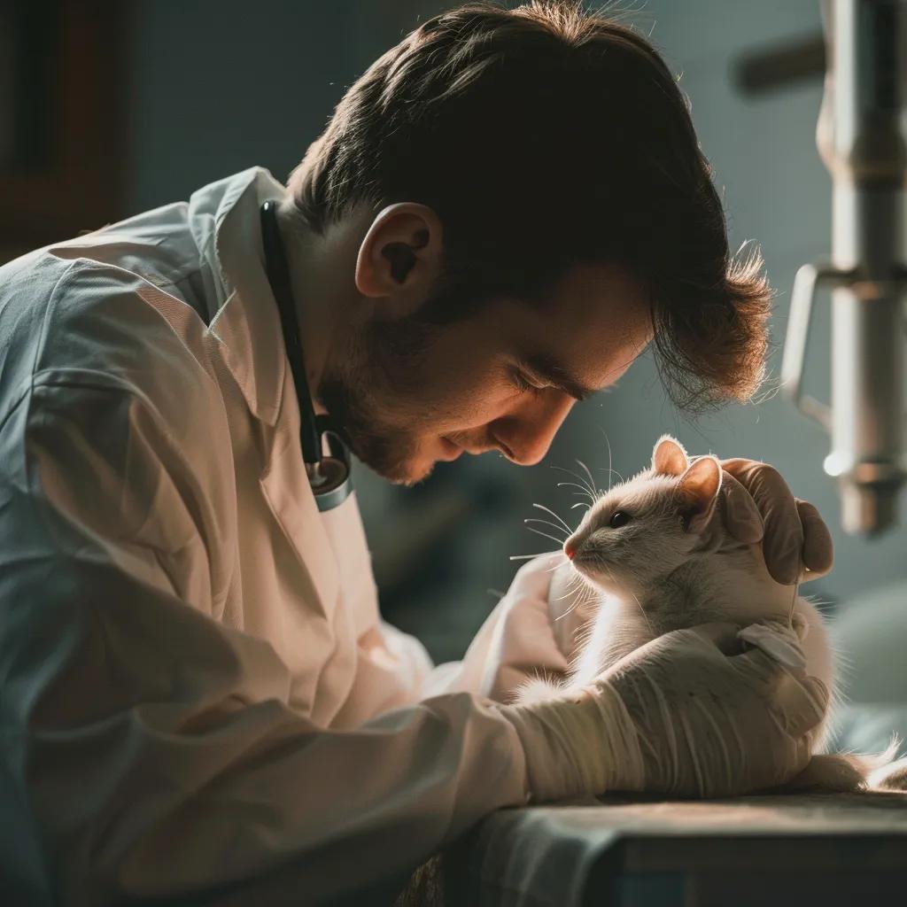 A veterinarian performing a humane euthanasia procedure on a small animal, highlighting ethical practices in animal care