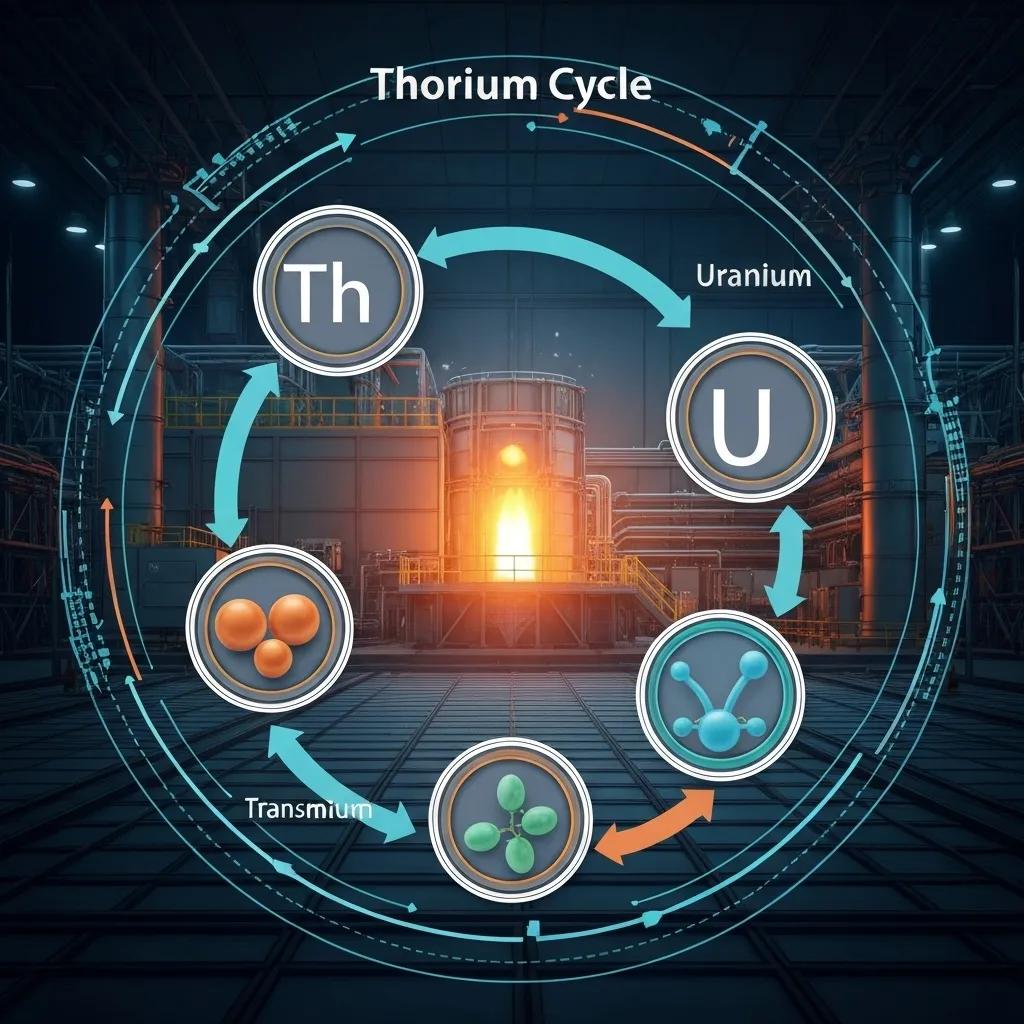 Illustration of the thorium fuel cycle process in nuclear reactors