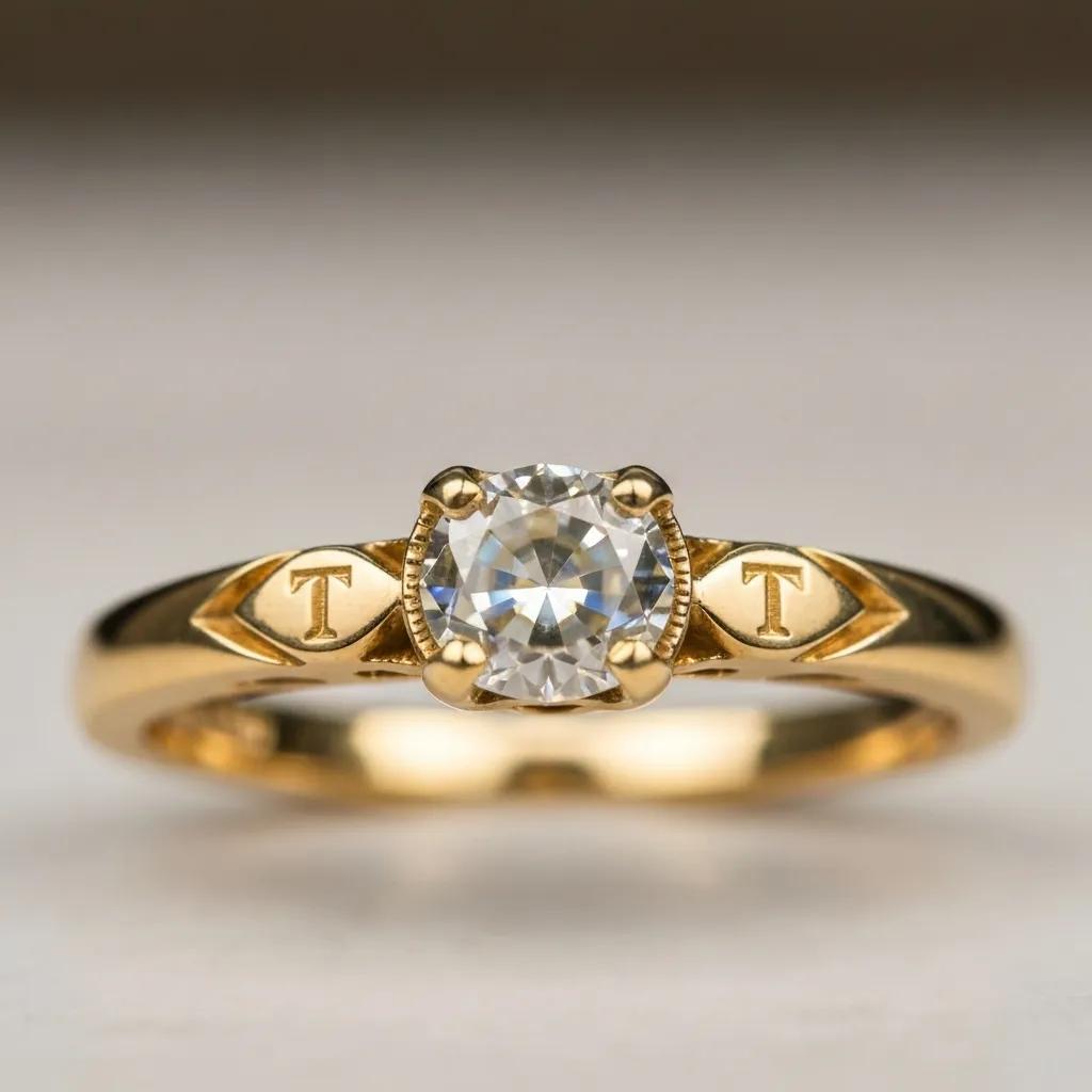 Close-up of Taylor Swift's engagement ring, highlighting the Old Mine Brilliant Cut diamond and yellow gold band