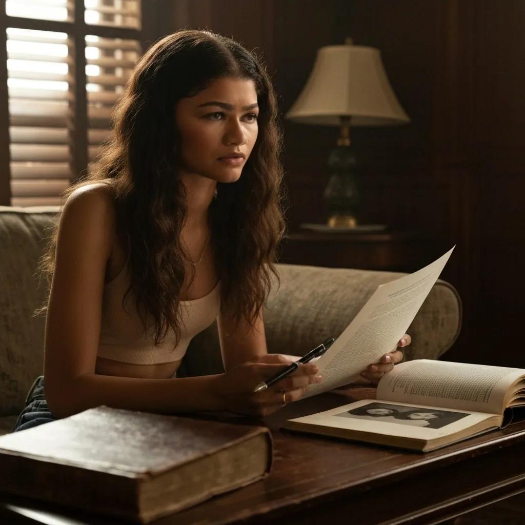 Zendaya preparing for her role as Ronnie Spector, studying archival footage and surrounded by vintage music memorabilia