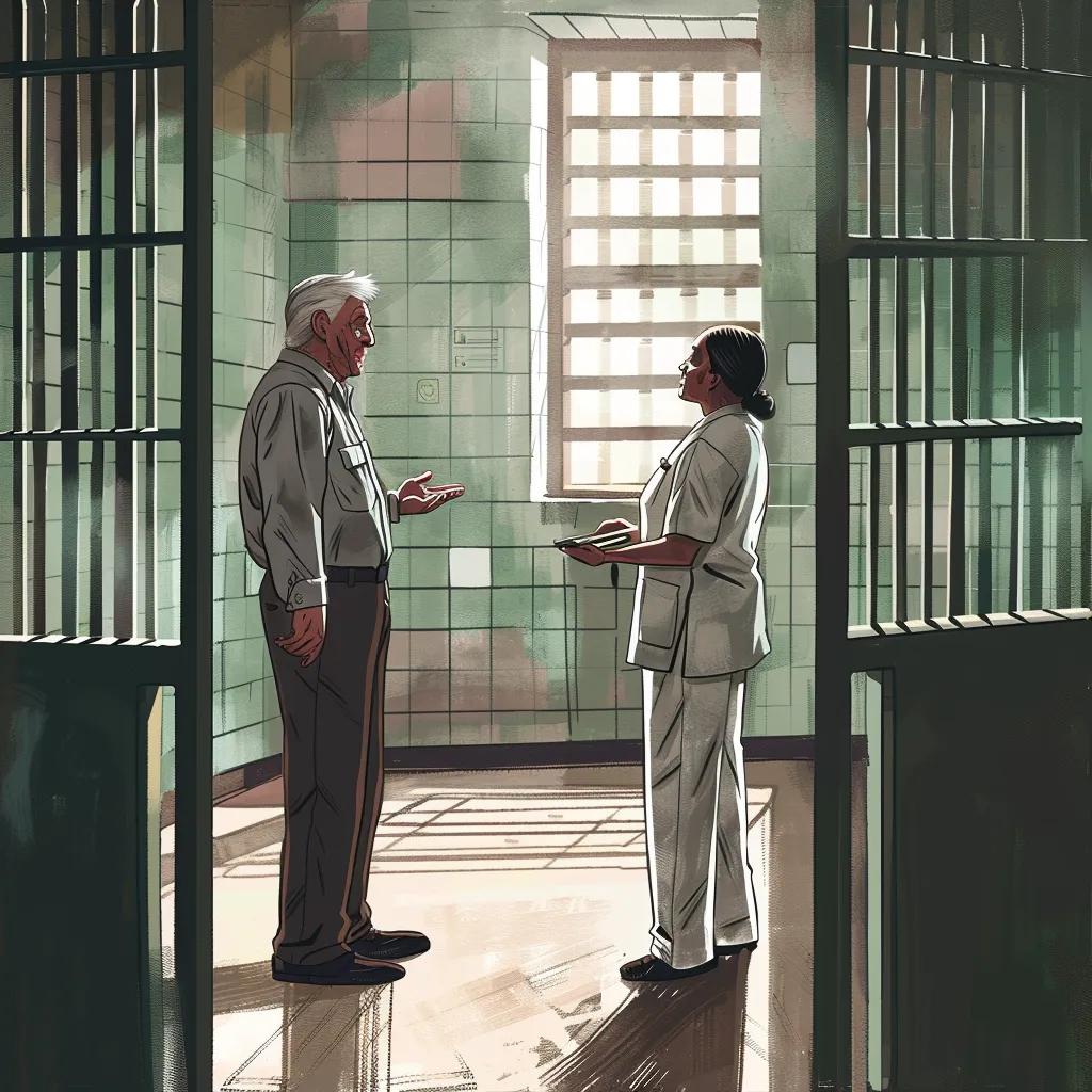 Volunteer lawyer assisting a detained protester in a holding facility