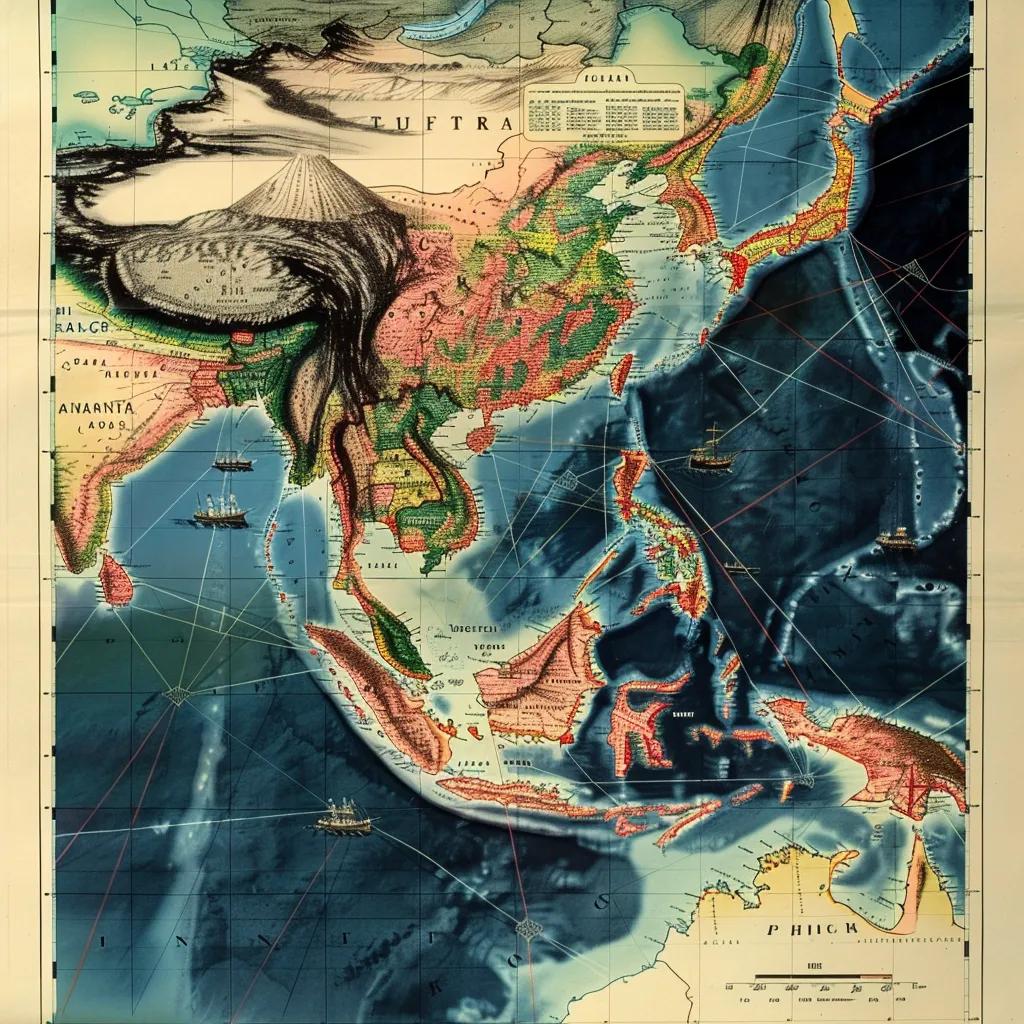 Map showing China's expanding influence in the Pacific Islands, highlighting strategic routes and connections
