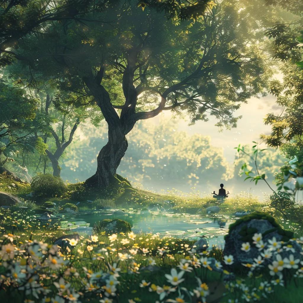 Person meditating outdoors, highlighting the benefits of daily habits on well-being