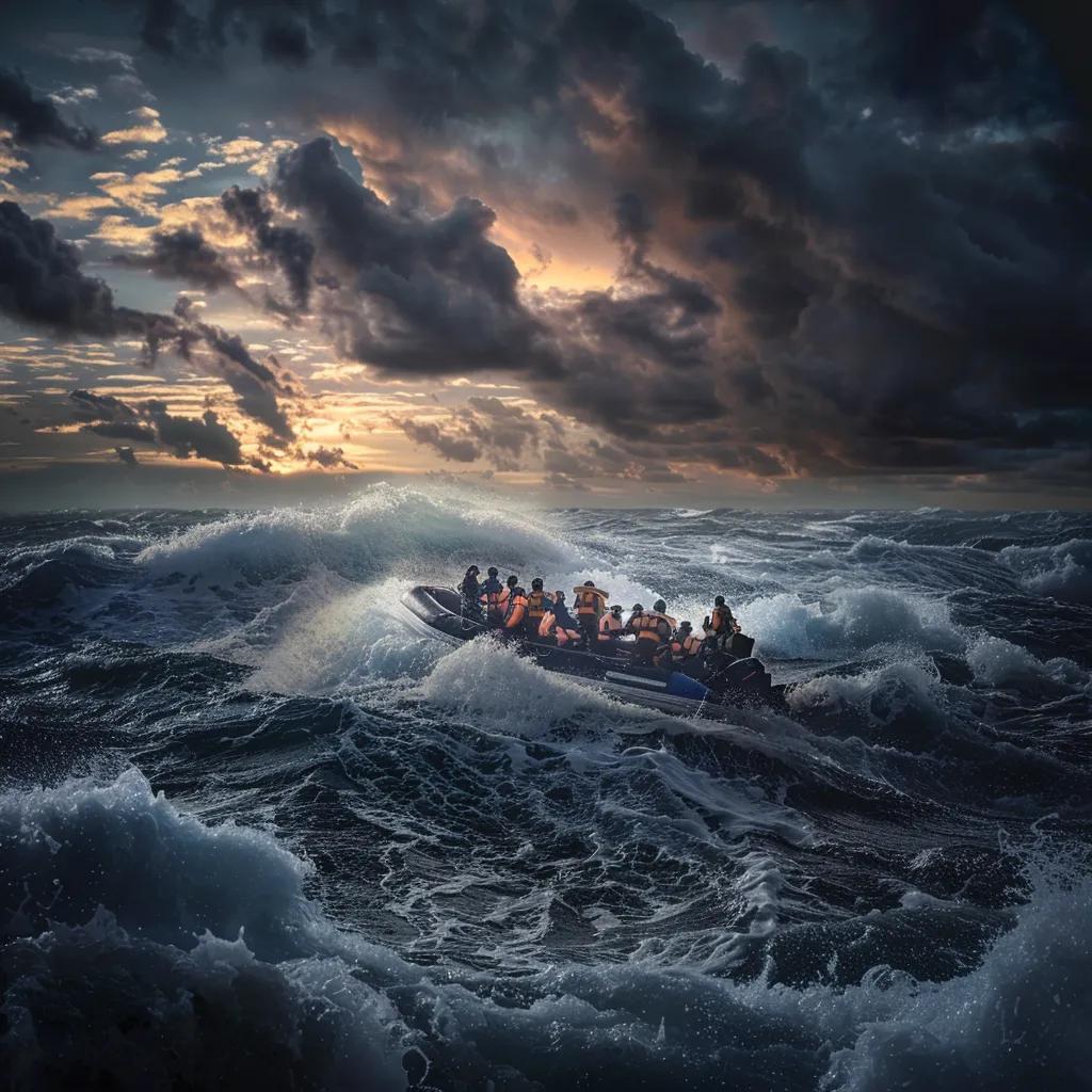 Rescue operation in the Mediterranean Sea highlighting humanitarian efforts during migrant crises