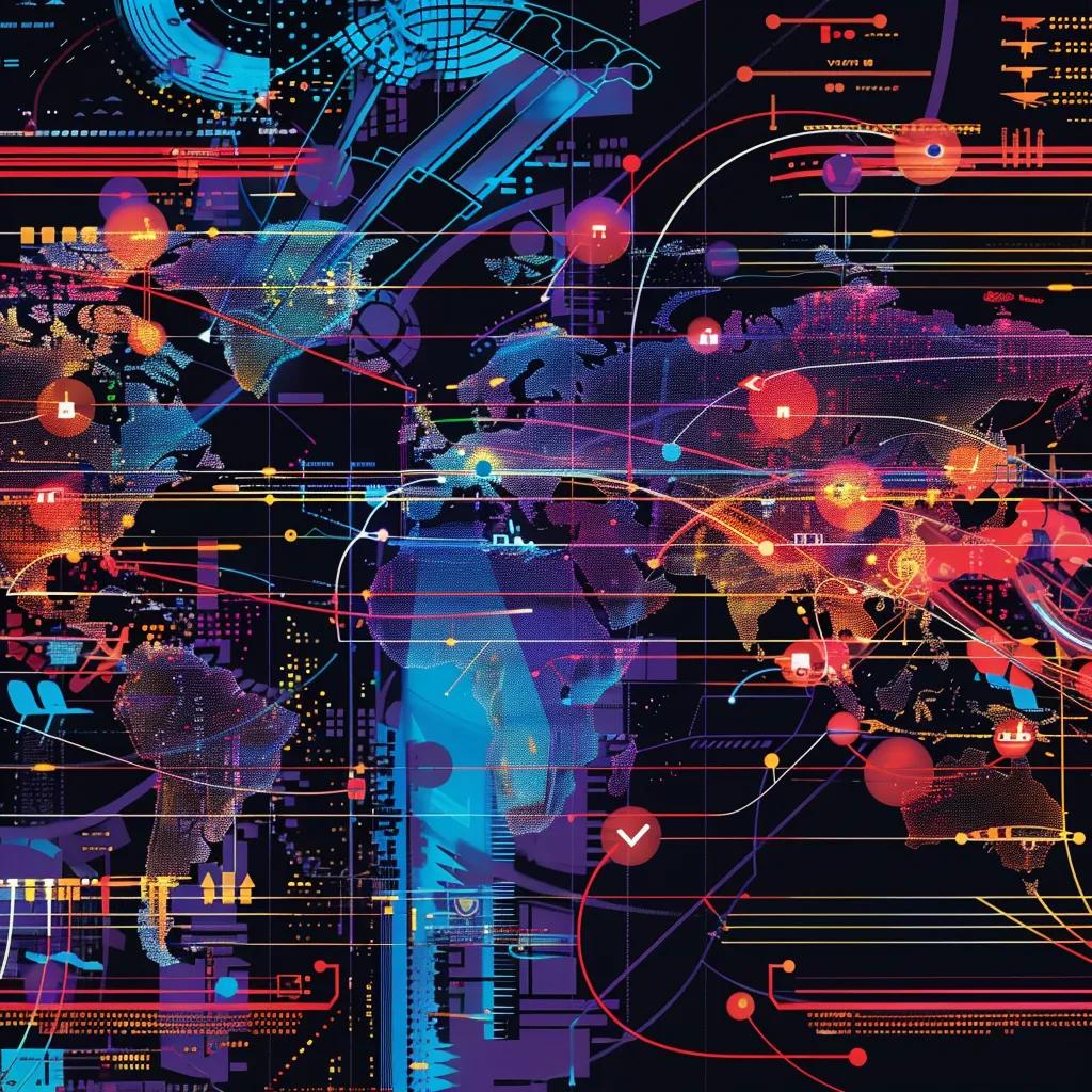 World map illustrating global trade routes and countries responding with retaliatory tariffs