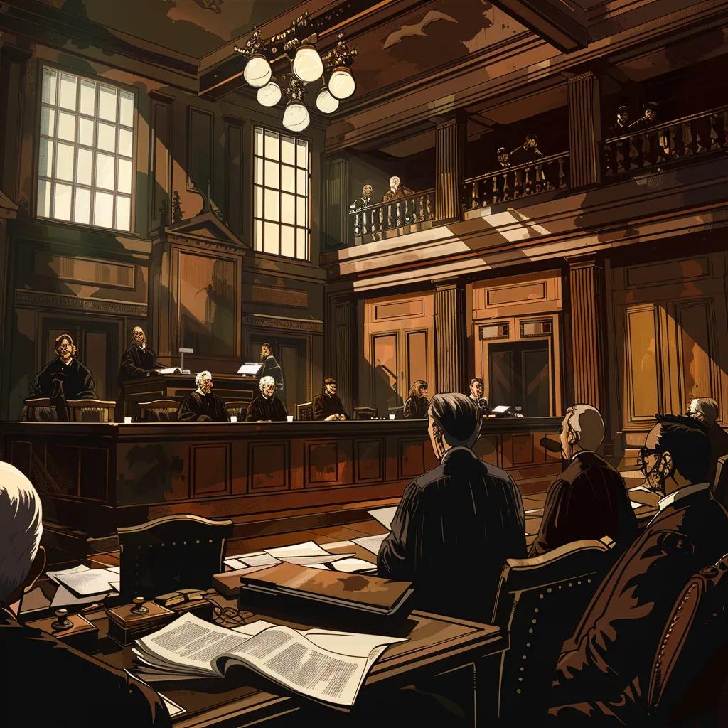 Courtroom scene depicting judicial reforms in Bangladesh