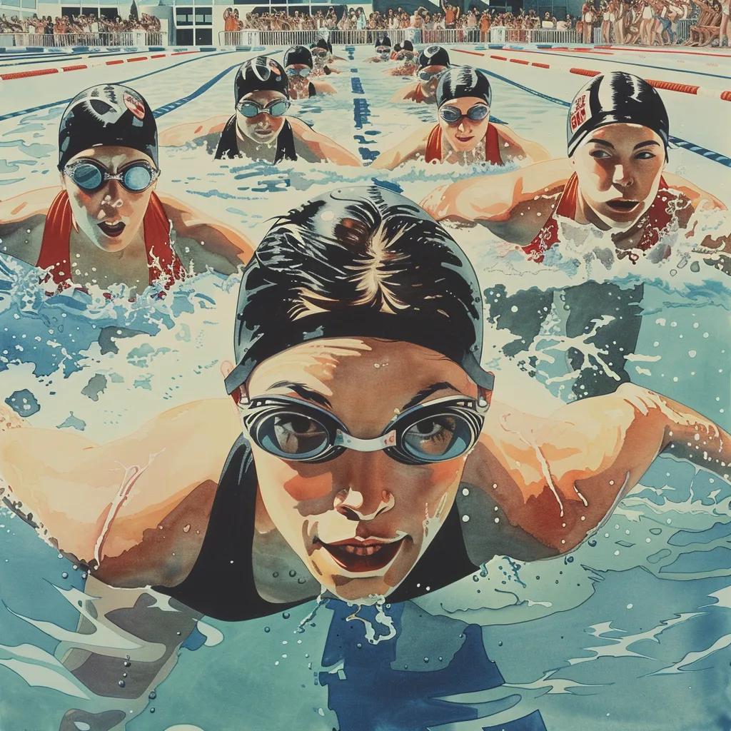 Emerging female swimmers competing in a race, highlighting the competitive spirit in women's distance swimming