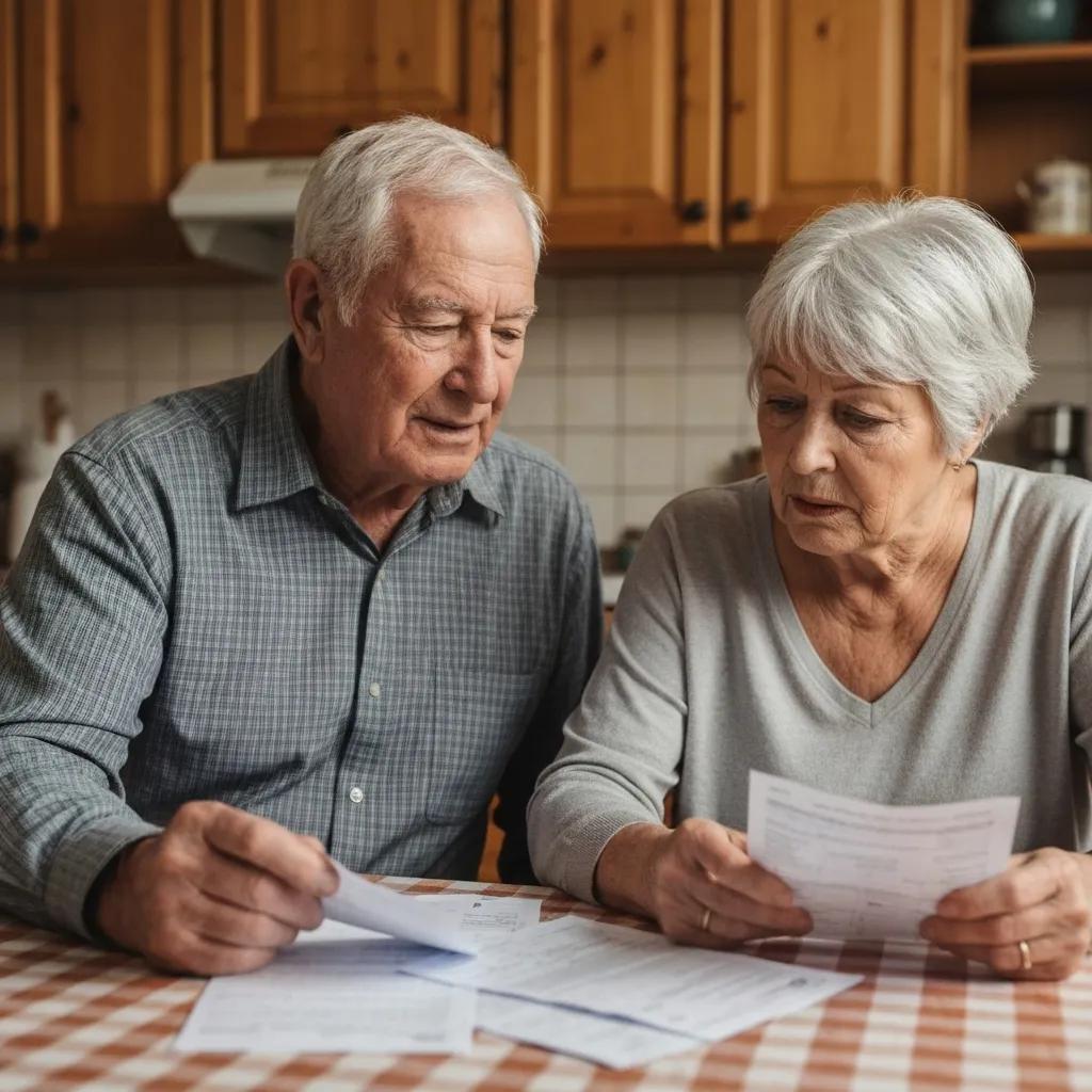 Elderly couple reviewing medical bills, illustrating the impact of Medicare fraud on beneficiaries