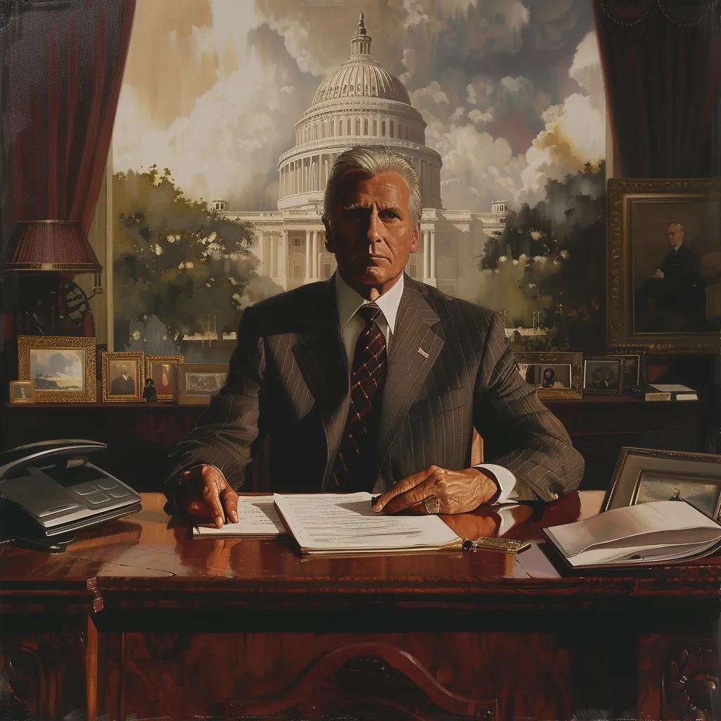 Political figure in a formal setting representing the tension between economic data and political decisions