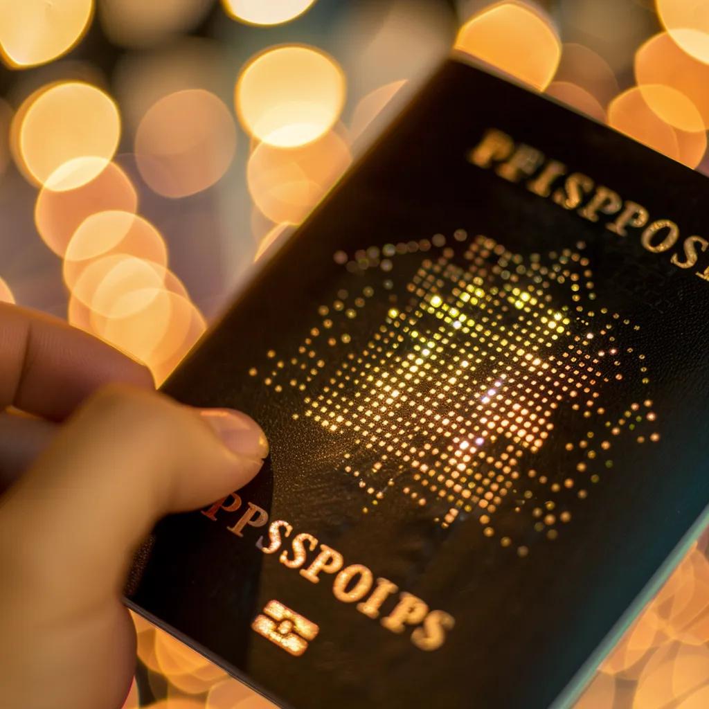 Close-up of an encrypted 2D barcode on a passport, highlighting digital security