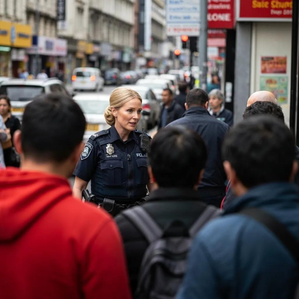 Police officer reviewing body camera footage on a tablet, highlighting accountability in law enforcement
