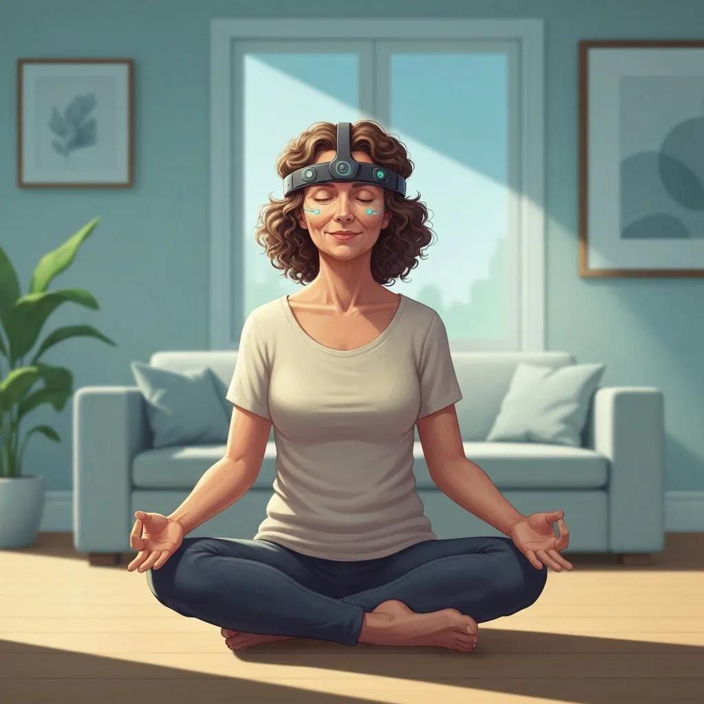 Components of Neuralink's non-invasive brain-computer interface showcasing EEG and fNIRS technology in a high-tech lab