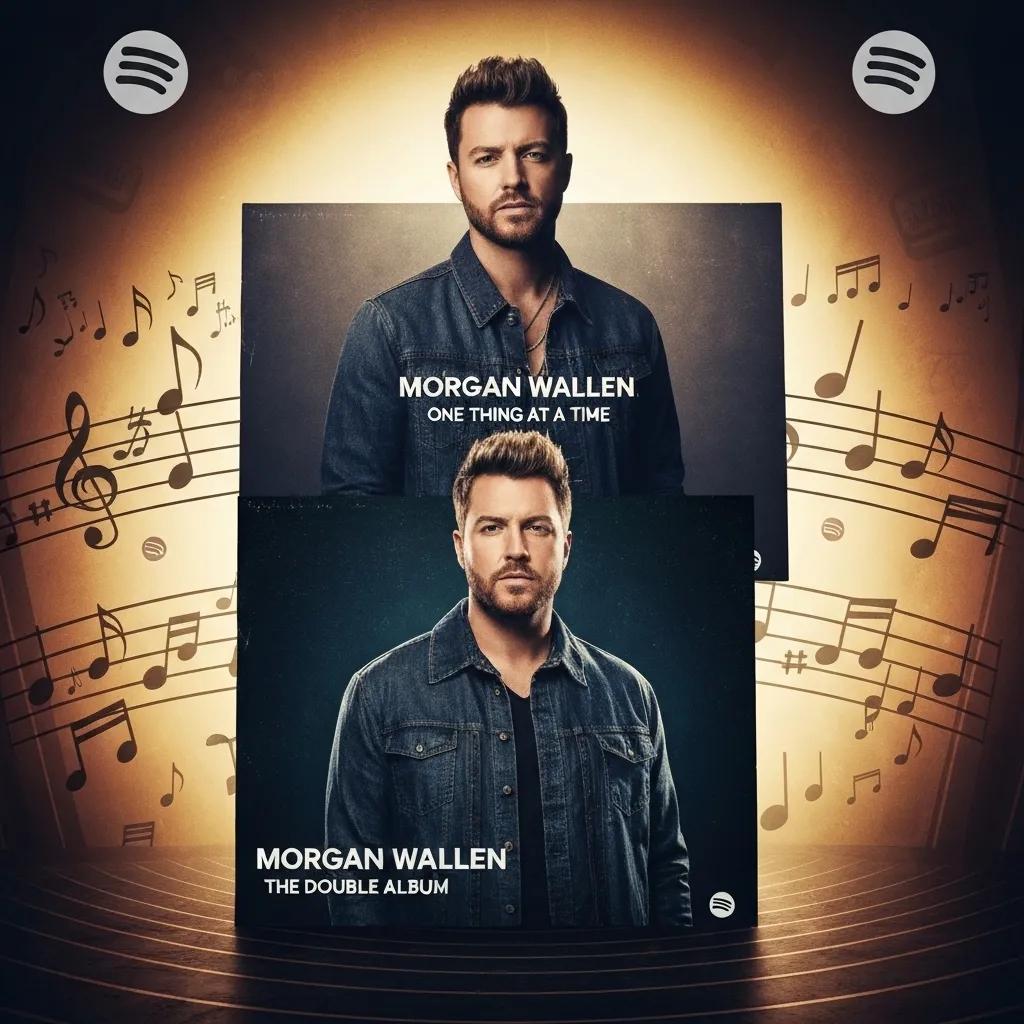 Visual representation of Morgan Wallen's key albums contributing to his chart success