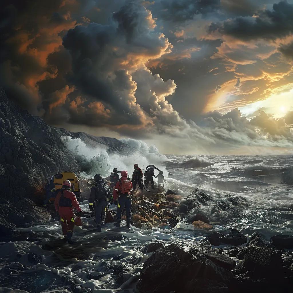 Emergency responders assisting evacuees after the Kamchatka earthquake, highlighting urgency and resilience