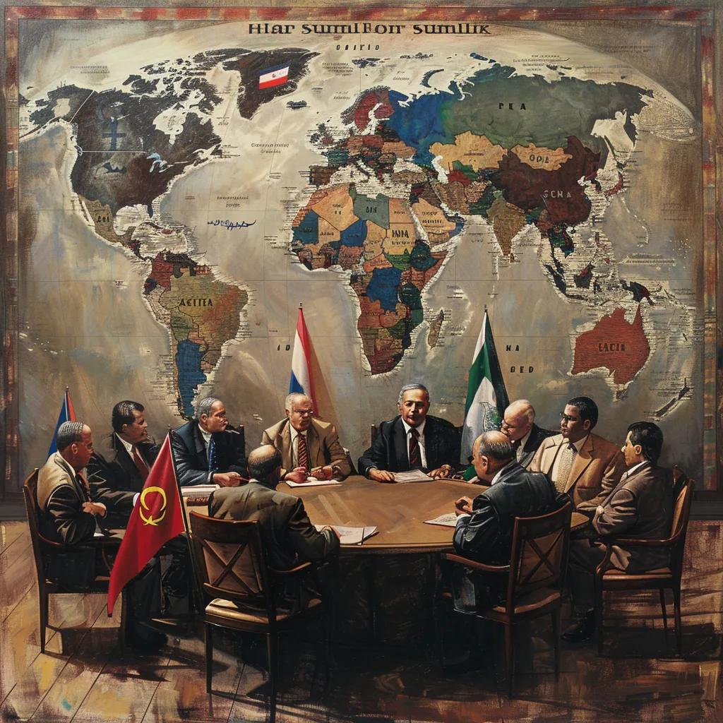 International diplomacy roundtable with representatives discussing Hamas's disarmament conditions