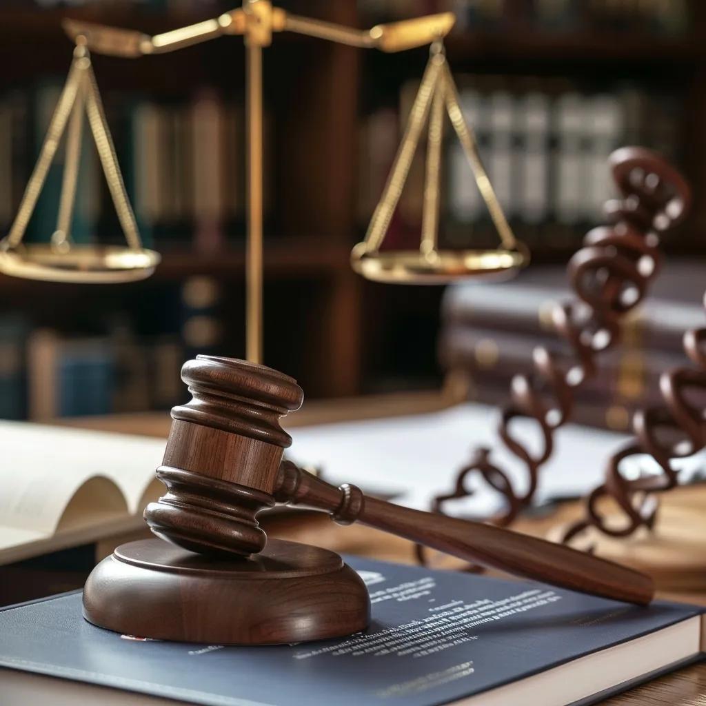 Legal setting with a gavel and documents representing the legal framework of DNA collection from migrants