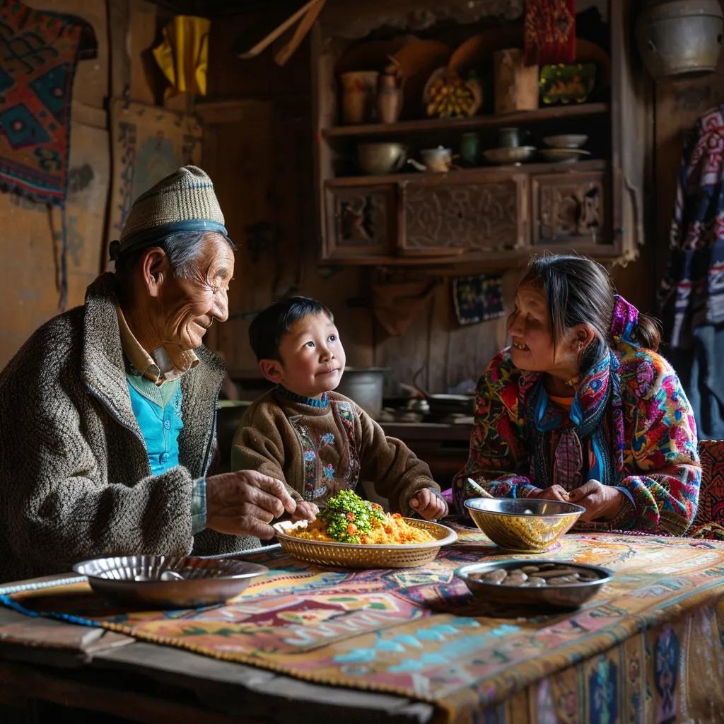 Traveler sharing a meal with a local family, illustrating emotional intelligence and empathy developed through cultural immersion