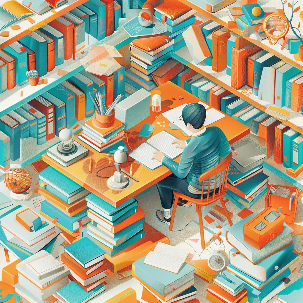 Writer at a desk with books and notes, illustrating the concept of semantic style in writing