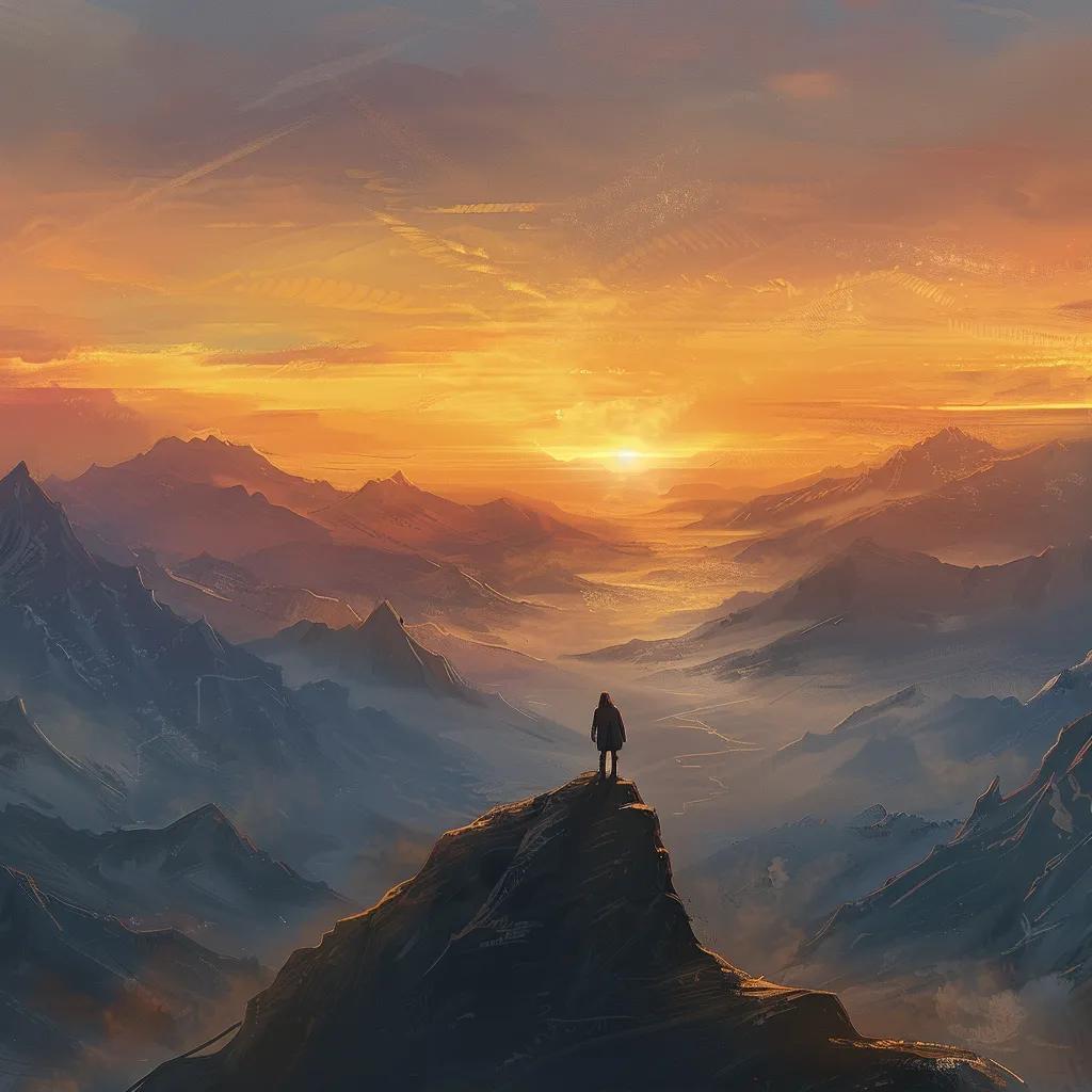 Person on mountain peak at sunrise symbolizing a purposeful life and personal growth