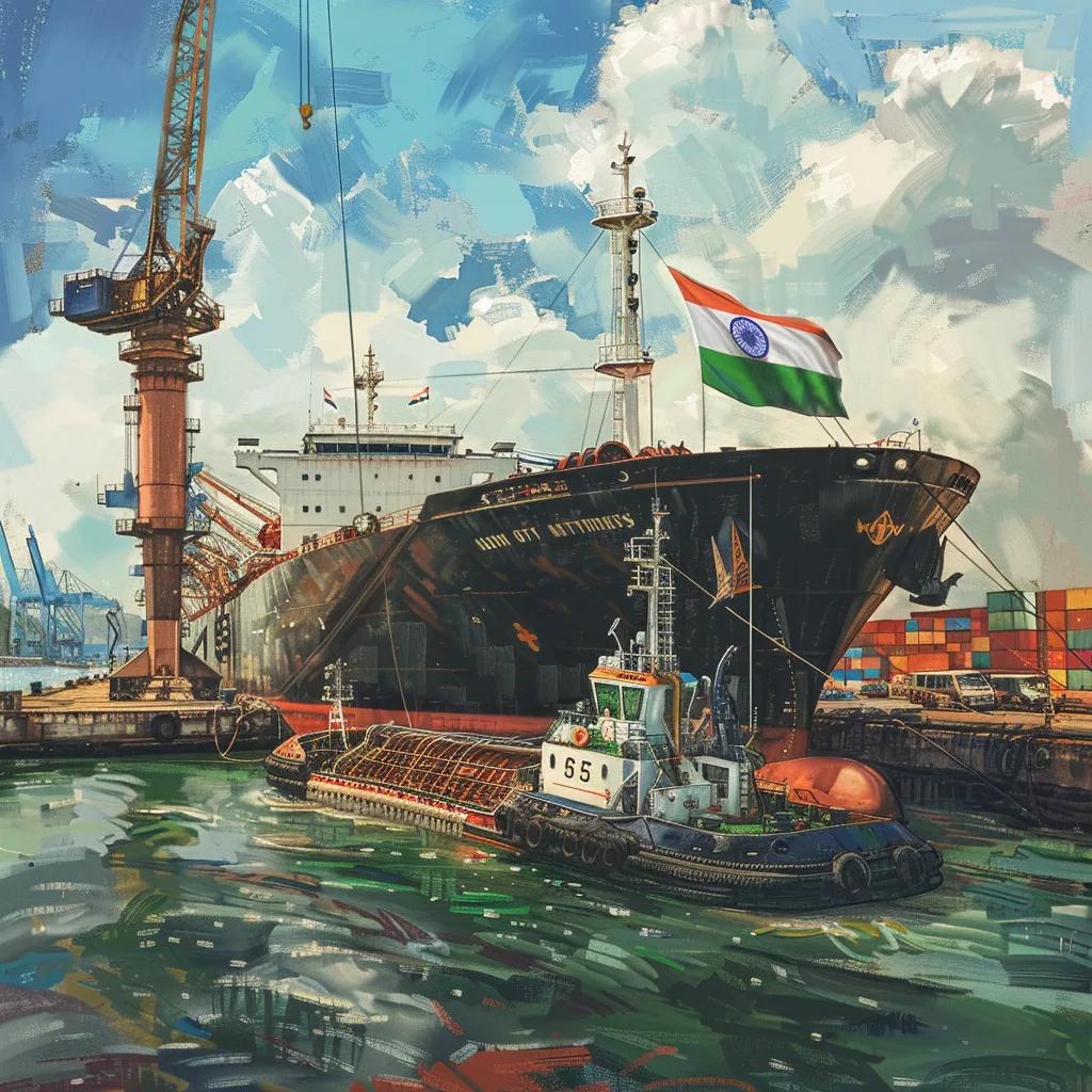 Oil tanker with Indian flag representing India's imports of Russian oil