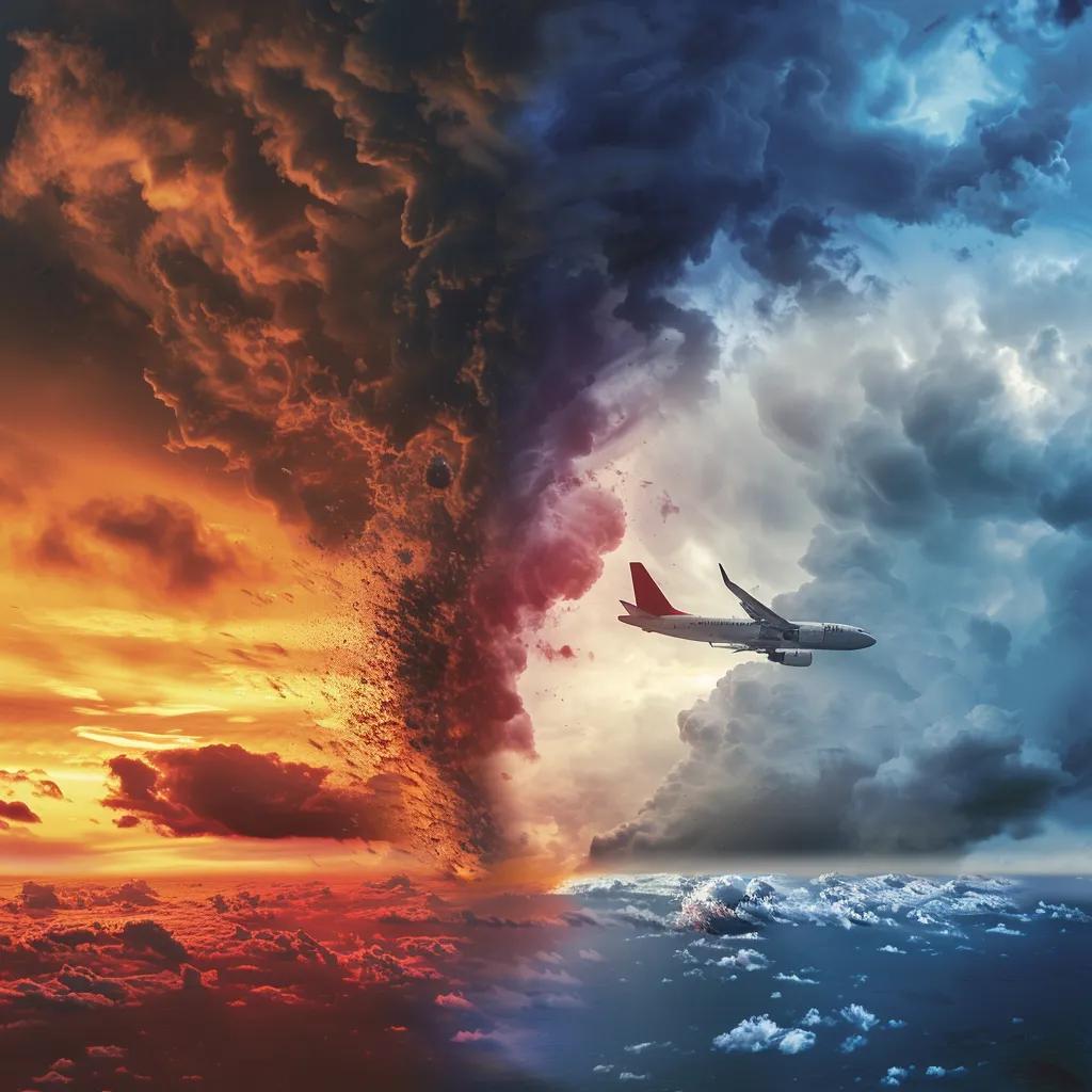 Conceptual image showing the impact of climate change on aviation turbulence