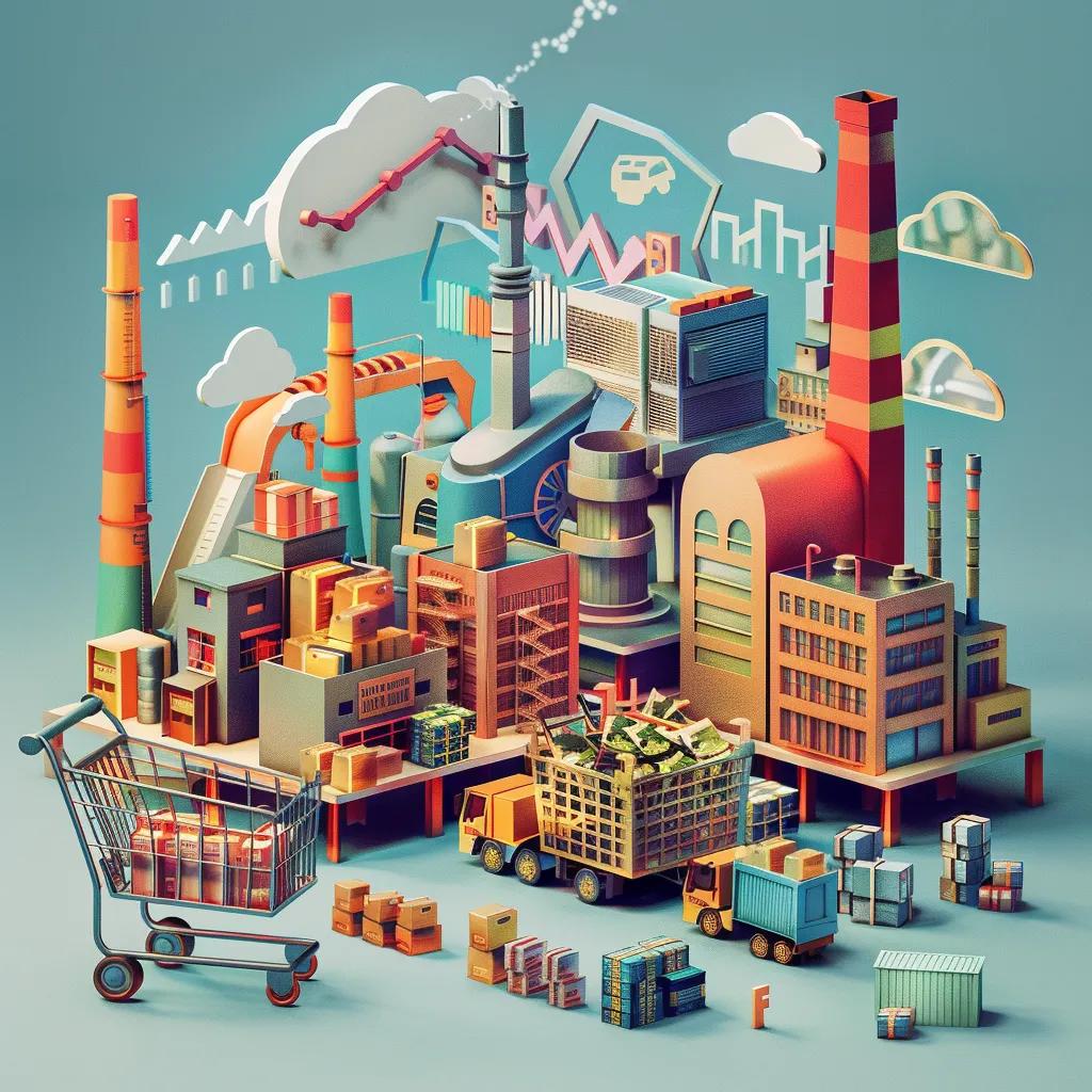Conceptual representation of tariffs' impact on economy, industries, and consumers