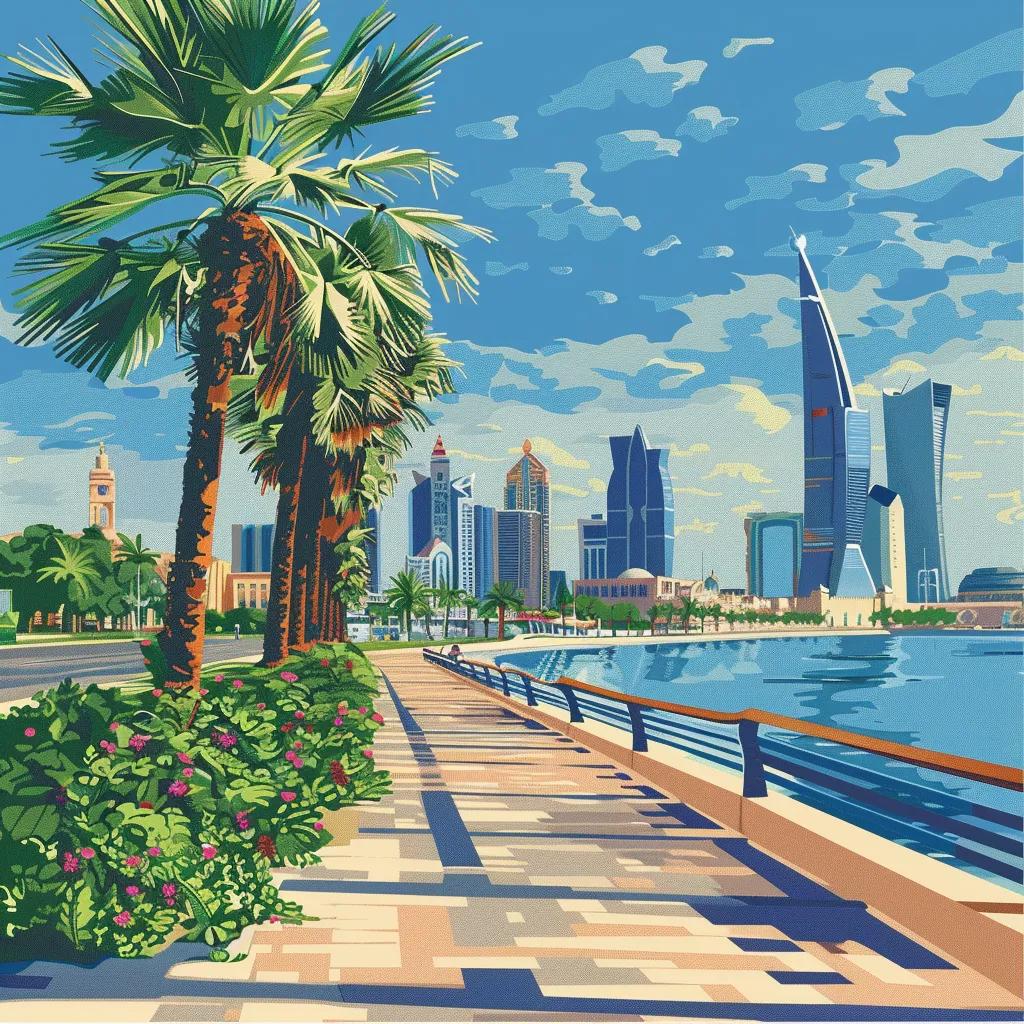 Scenic view of Bahrain with landmarks, inviting travel for Pakistani visitors