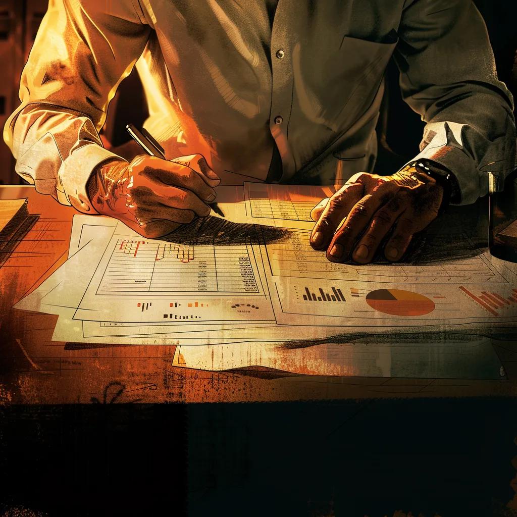 Business owner analyzing financial reports, reflecting concerns about US job market slowdown