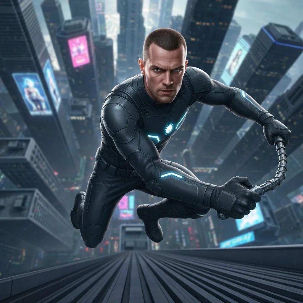 Contestants in a high-tech Red Light, Green Light game with drones scanning the area