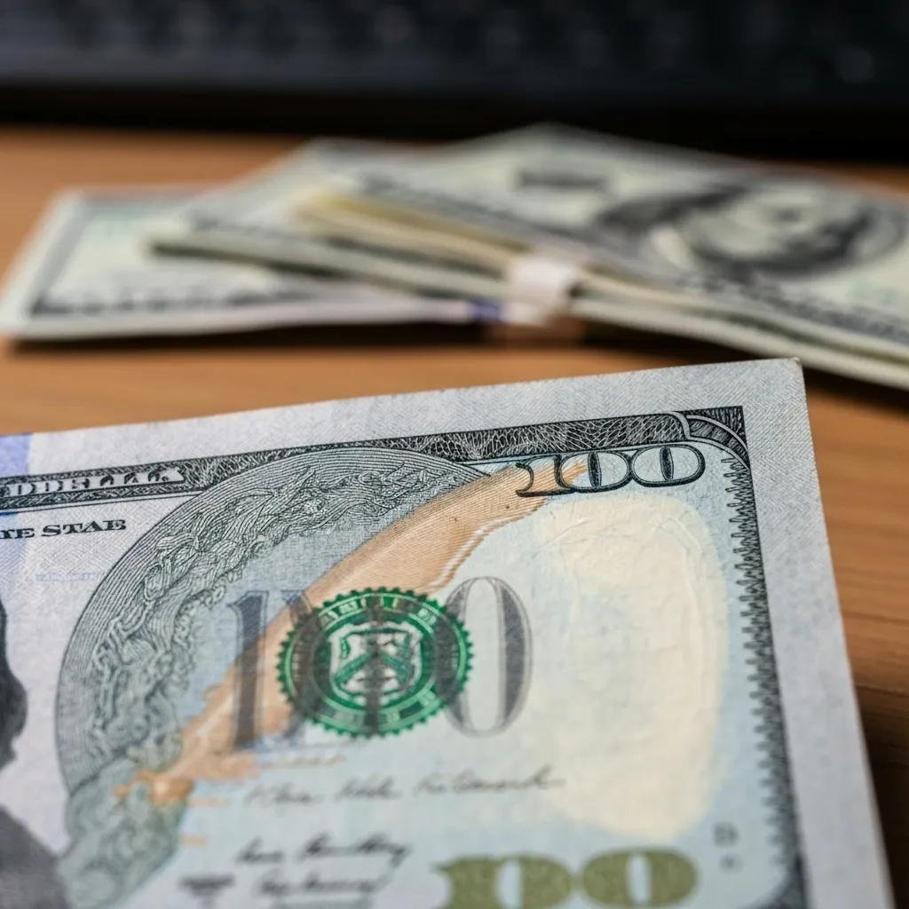 Close-up of U.S. banknote showcasing security features for counterfeit detection