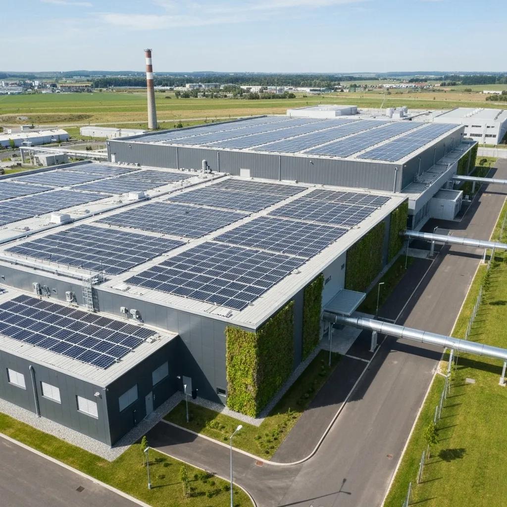 Renewable energy integration in a carbon capture facility with solar panels