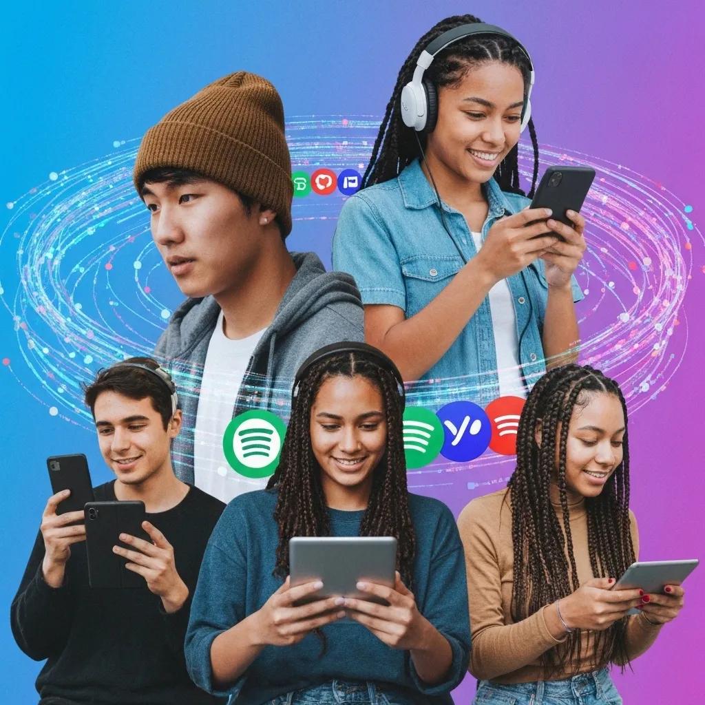 Young listeners engaging with country music through streaming platforms, reflecting the genre's growth