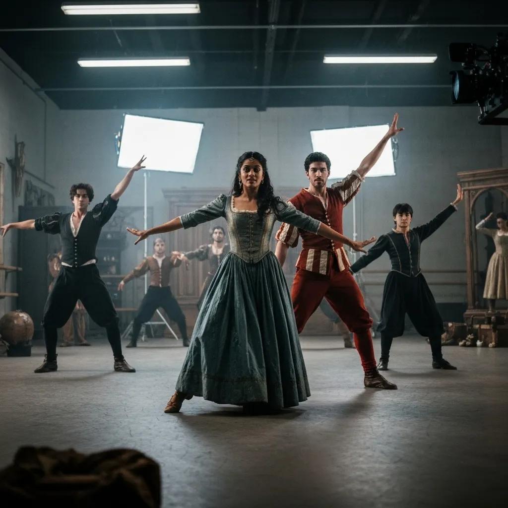Beyoncé collaborating with dancers during a rehearsal, highlighting themes of creativity and artistic connection