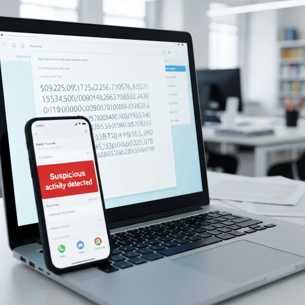 Close-up of a laptop screen with a suspicious email about wire fraud, highlighting digital fraud risks