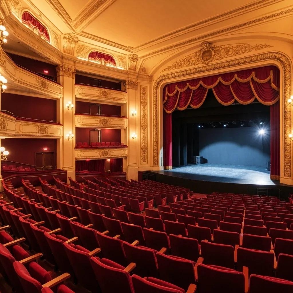 Interior view of the Richard Rodgers Theatre, showcasing its classic design and seating arrangement for Hamilton performances