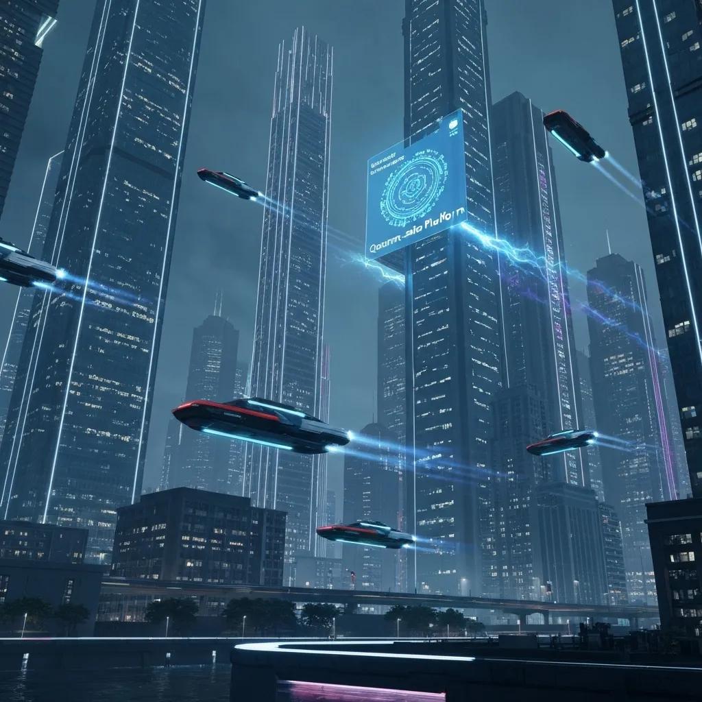 Cyber-Sentinel's quantum-safe platform showcasing hardware and software integration in a high-tech environment