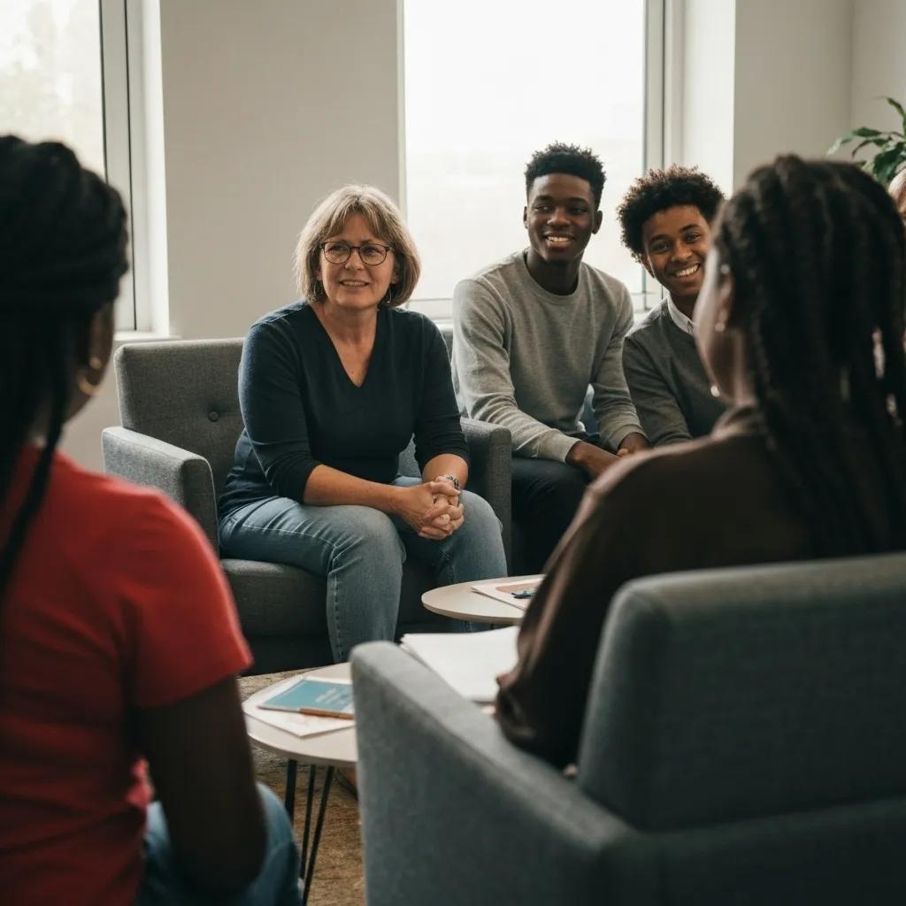 Support group for human trafficking survivors emphasizing community healing