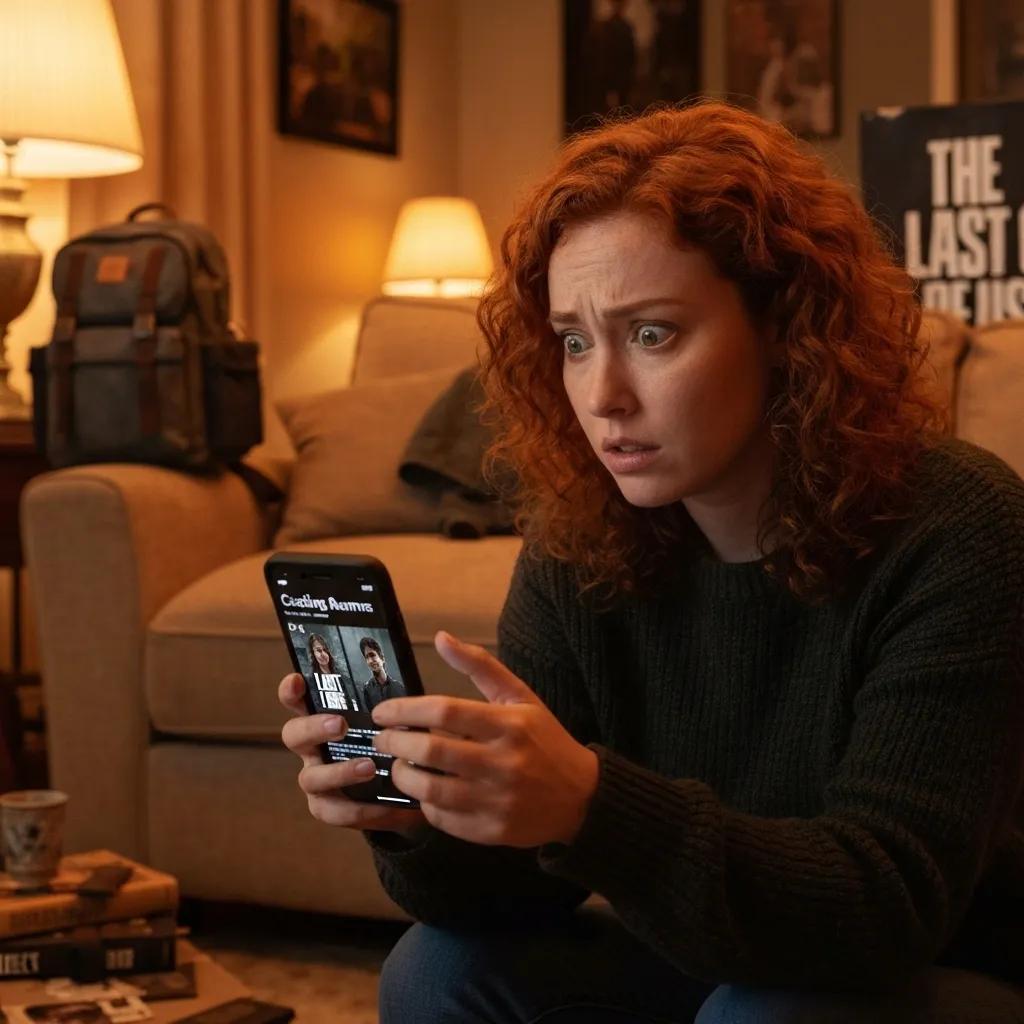 Fan looking at smartphone with casting rumors about The Last of Us