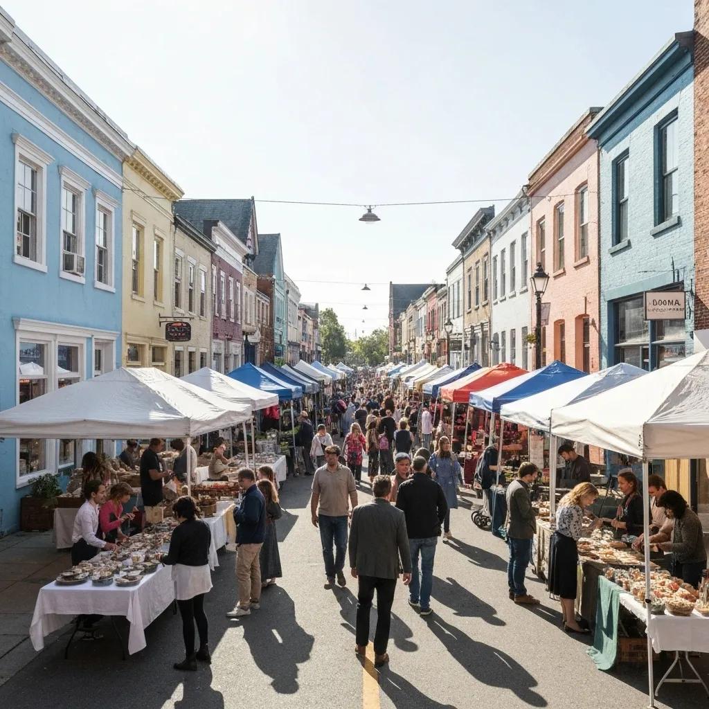 Lively street scene in a car-free zone showcasing thriving local businesses and increased foot traffic
