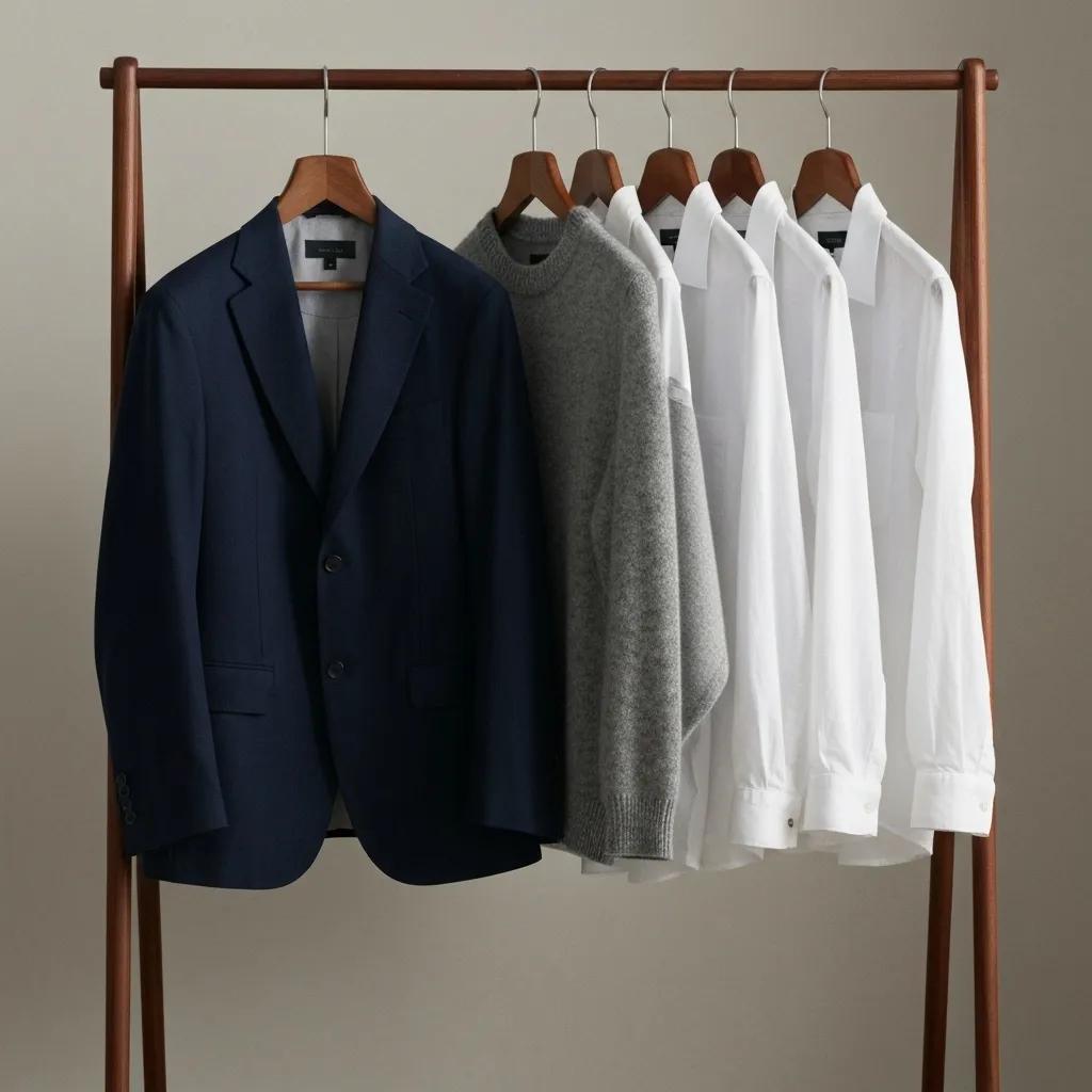 Curated collection of essential quiet luxury clothing items for a timeless wardrobe