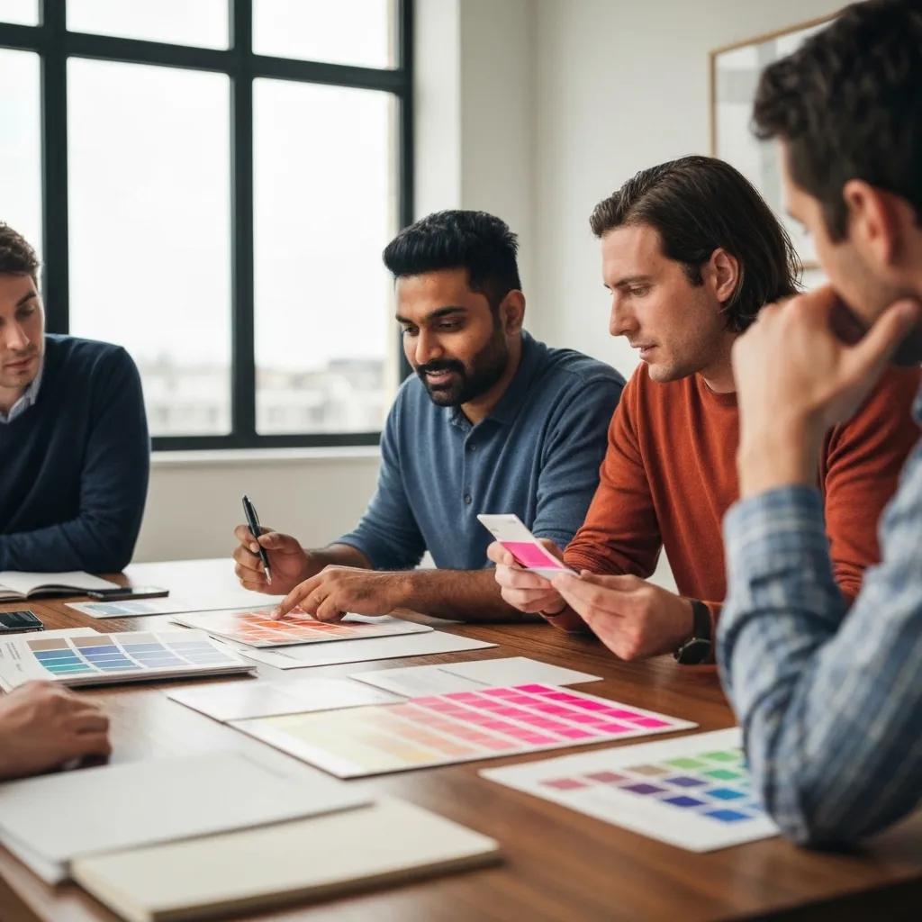 Pantone color selection meeting showcasing hot pink swatches