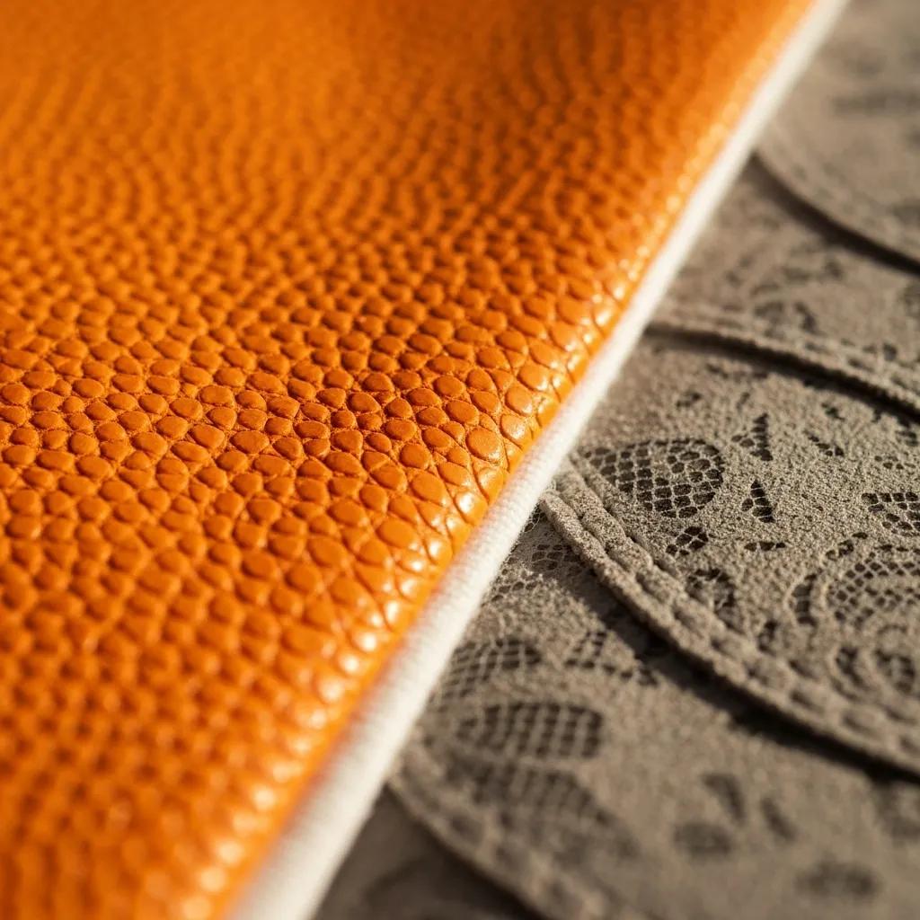Close-up of vegan materials including organic cotton and pineapple leather used in Billie Eilish's fashion collection