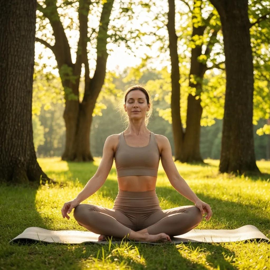 A woman practicing yoga outdoors, symbolizing the mental and physical benefits of intermittent fasting