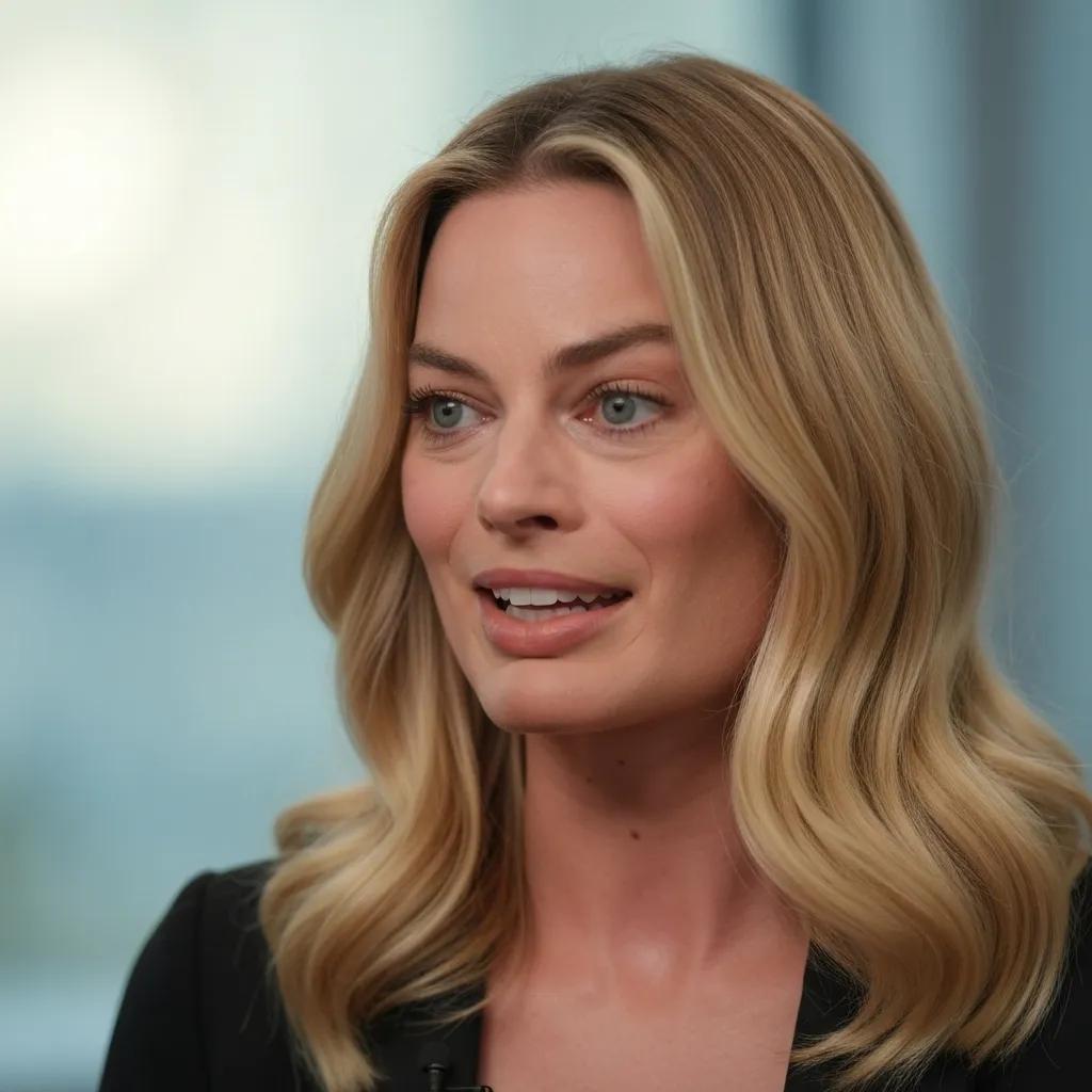 Margot Robbie expressing her thoughts on narrative integrity in film, highlighting her role as both actress and producer