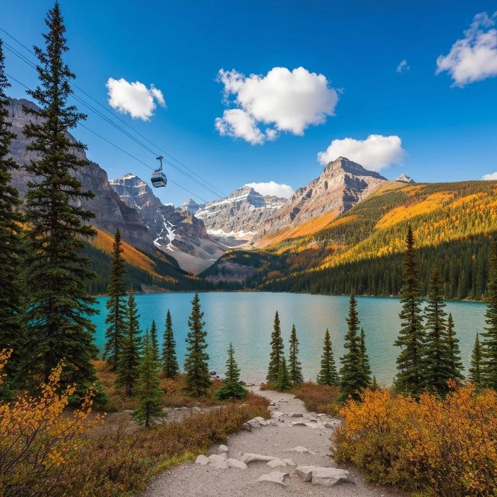 Scenic view of Banff National Park featuring Lake Louise and the Banff Gondola